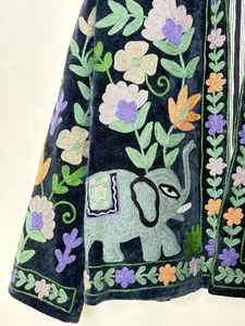 Blue Handcrafted Suzani Velvet <b>Jacket</b> Floral Elephant Embroidery Style For Unisex Boho <b>Hippie</b> coat Indian Wholesaler Of <b>Jacket</b> - Product Image 3