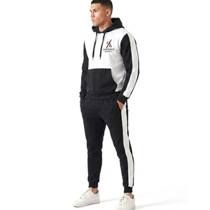 Survêtements de sport unisexes OEM coupe classique, tenue de jogging décontractée noire unie personnalisée, survêtement de sport respirant en molleton - Product Image 2