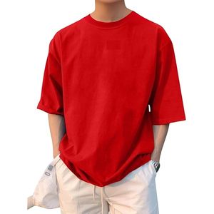 Camiseta de cuello redondo para hombre, gruesa y de corte holgado, ideal para capas en invierno, con diseño minimalista moderno y estético, estilo liso. - Product Image 1
