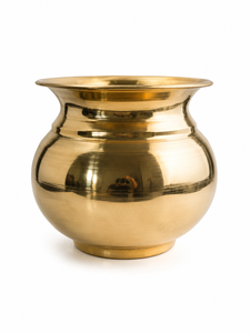 Pot décoratif traditionnel indien en laiton pur pour les rituels de Puja, le culte au temple et la décoration spirituelle de la maison - Product Image 1