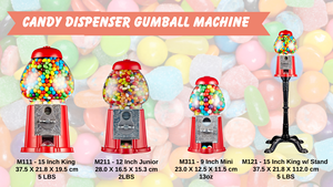 Kwang Hsieh 9" Red Candy Dispenser Gumball Machine Aluminum Alloy & Glass Globe 13oz Capacity Logo Imprint Available Bulk Wholes - Product Image 6