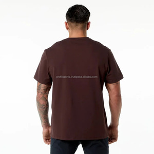 T-shirts décontractés à boutons et col rond 100% coton pour hommes, tissu tricoté de couleur unie à impression surdimensionnée - Product Image 2