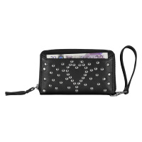 Dompet Kulit Asli Wanita Berdetail Stud RFID, Dompet Lipat dengan Ritsleting, Tempat Kartu, Logo Custom Tersedia, Grosir Partai Besar