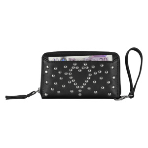 Genuine Leather Women's Studded RFID Wristlet <b>Wallet</b> <b>Zip</b> Around Clutch Purse Card Holder Custom Logo Available Bulk Wholesale - Product Image 4
