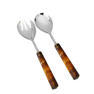 FAIZA CRAFT Vintage Stainless Steel Flatware Set <b>Clear</b> <b>Resin</b> Handle Eco-Friendly Gold Polished Mirrored Steel Spoon - Product Image 6