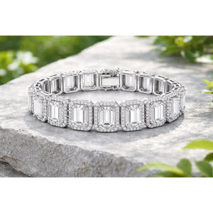 Bold Geometric Bracelet With <b>Large</b> Framed Stone Panels Elegant Wrist <b>Jewelry</b> For Importers Distributors - Product Image 1