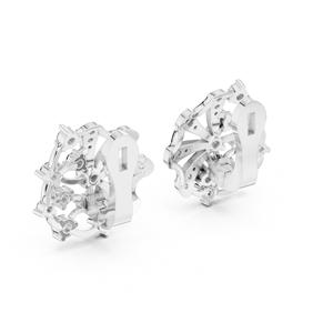 Boucles d'oreilles créoles en argent 925 certifiées VDS IGI avec diamants de laboratoire taille brillant |   DE-VVS2 Diamond Fan Floral Stud Plaqué Rhodium 5G - Product Image 2