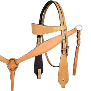 Cabezada de cuero estilo western para espectáculos ecuestres y deportes al aire libre, con bordado Buckstitch cosido a mano y hebilla grabada a mano, riendas ecuestres - Product Image 1