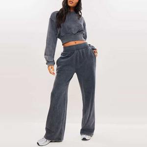 Pantalon de survêtement évasé pour femme, streetwear d'hiver de haute qualité, délavé à l'acide, style décontracté, taille adulte, personnalisable - Product Image 1