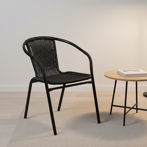 كراسي راتان مخصصة للحدائق، كراسي معدنية بذراعين للاستخدام الخارجي، كراسي قابلة للتكديس بالجملة للحدائق والفناء الخلفي والشرفات - Product Image 6