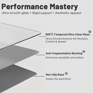 工場カスタムプロ仕様高品質エコフレンドリー耐水性滑り止めベース傷防止強化ガラスゲーミングマウスパッド - Product Image 3