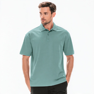Camisa Polo Oxford Blanca de Manga Corta para Hombre, Color Sólido Informal, 100% Algodón Tejido, Tinte Liso - Product Image 3