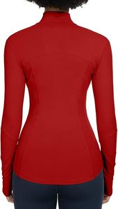 Top Deportivo de Manga Larga con Cuello Alto y Cremallera para Mujer, Color Rosa, Transpirable, de Spandex y Poliéster, Ajuste Ceñido, con Bolsillos - Product Image 3
