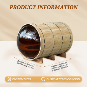 Sauna en forme de baril pour l'extérieur, idéal pour la détente dans votre jardin, avec véranda, verre panoramique arrière, certifié ETL, système WiFi intelligent, concessionnaire français - Product Image 3
