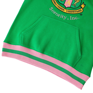 AKA Pink Prep เสื้อฮู้ดสำหรับทุกเพศ สีเขียว สีชมพู เสื้อสเวตเชิ้ตมีฮู้ดผ้าฟลีซพรีเมียม เสื้อคลุมกีฬาลำลอง - Product Image 3