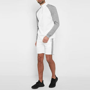Conjunto de 2 piezas de camiseta y pantalón corto para hombre, liso, al por mayor, estilo oversize, 100% algodón, con efecto lavado - Product Image 4