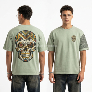 T-shirt à capuche personnalisé motif crâne floral couleur sable naturel 260 GSM – Fabricant de sweats à capuche et tee-shirts pour hommes – Fournisseur de vêtements streetwear - Product Image 5