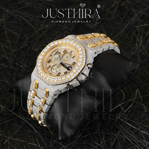 Montre de luxe pour homme en acier inoxydable avec diamants Moissanite VVS de qualité supérieure, style hip-hop, mécanique, or et argent, personnalisable - Product Image 2