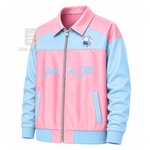 Chaqueta cortavientos personalizada Jack & Jill of America con logo bordado en azul claro y rosa, estilo casual unisex con forro de poliéster. - Product Image 2