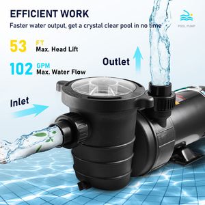 Pompa per Piscina Monofase da 2.0HP 115V 1500W per Spa Interrata, Potente 5400 G con Cestello Filtrante Trifase - Product Image 5