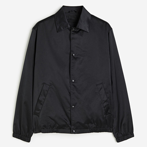 Veste bomber coupe-vent pour homme, couleur unie, col rabattable, fermeture à boutons, vêtement décontracté pour l'automne, longueur normale, 100% polyester - Product Image 6