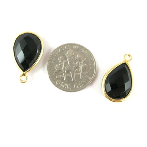 Custom January Birthstone <b>Charm</b> Necklace for Children Black Onyx Pear-Shaped Pendant 7x10mm Bezel Set Faceted Gemstone Jewelry - Product Image 3