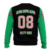 Sweat-shirt en molleton rose à col rond Alpha pour sororité, imprimé et brodé, unisexe, décontracté, pour l'hiver, écologique