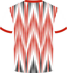 Maillot de football unisexe à col en V FURAT LEATHERS, imprimé par transfert thermique, rouge, blanc, noir, polyester respirant, manches courtes, adulte - Product Image 3