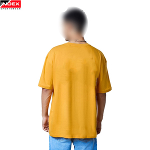 T-shirt Homme INDEX Jaune Oversize à Manches Courtes Col Rond en Coton Jersey Couleur Unie Respirant Coupe Décontractée - Product Image 4