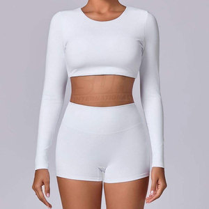 Top de Yoga para Mujer de Primera Calidad, Manga Larga, Ligero, Transpirable, Spandex/Nylon, Logotipo Frontal Personalizable, Precio Económico - Product Image 2