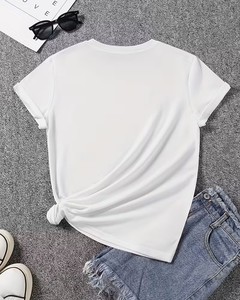 Women's Custom Logo Floral Heart <b>Print</b> 100% Cotton Short Sleeve Crew Neck T-Shirt Casual Spring Summer Wear Breathable - Product Image 2