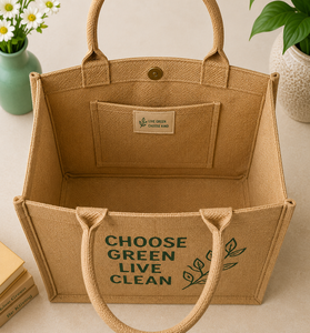 Choose Green Live Clean Jute Shopping <b>Bag</b> <b>Medium</b> <b>Size</b> Top Handle Eco Friendly Grocery Tote - Product Image 5