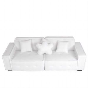 Modern Indoor White Velvet Sofa with Three Pillows 93.50"*35.23"*30.70" for Living Room - Product Image 6