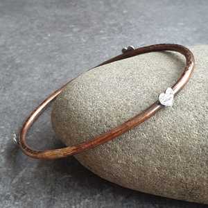 Belladec Handcrafted Red Copper <b>Bangle</b> <b>Bracelet</b> with Heart Charm Minimalist Artisan Jewelry Elegant Daily Wear Gift for Women - Product Image 5