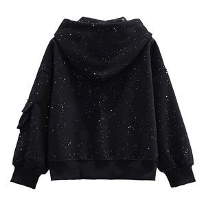 Sudadera con capucha para hombre con pedrería, estilo gótico, de algodón French Terry de 500GSM, con cremallera completa, oversize, streetwear, al por mayor - Product Image 4