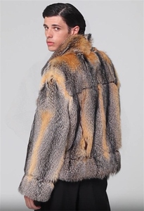 <b>Men's</b> Faux Fox Fur Overcoat Turn-down Collar Regular Sleeve Solid Color Thick <b>Long</b> Outerwear - Product Image 6