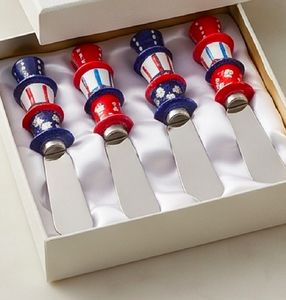 Red White Blue <b>Cheese</b> Spreaders <b>Set</b> With Patriotic Handle Design Stainless Steel Blade Dishwasher Safe For Kitchen Use - Product Image 4