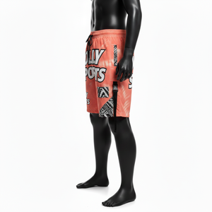 Pantalones Cortos Deportivos para Hombre, 130 GSM, Poliéster, Cortavientos, Color Coral Peach, Paneles con Gráficos, Transferencia Térmica, Logotipo Personalizado - Product Image 4