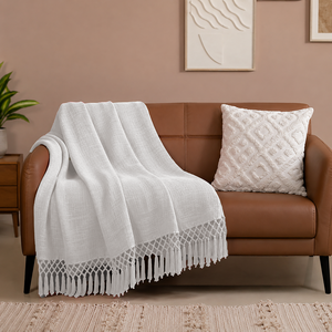 Nueva Colección de Moda, Manta Decorativa Navideña de Algodón, Manta Blanca 100% Algodón para Sofá. - Product Image 1