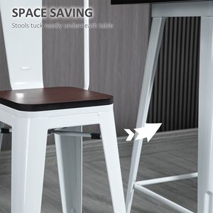 Set da Pranzo Industriale 3 Pezzi Bianco Marrone, Tavolo e Sedie Alte da Bar con Comodi Poggiapiedi per Arredamento Bistrot e Pub - Product Image 5