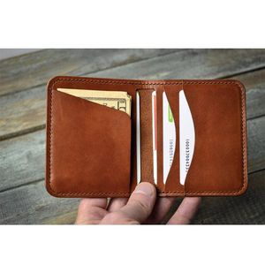 Portefeuille minimaliste en cuir véritable, couleur beige, avec plusieurs emplacements pour cartes de crédit et argent liquide - Product Image 2