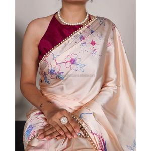 La nueva colección de Sari paquistaní indio tradicional elegante súper exigente de Fabzone impresa en un elegante vestido de seda elegante para fiestas - Product Image 1