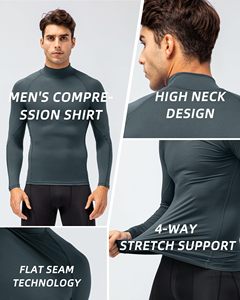 Men MMA Rash Guard Compression Shirt Turtle Neck <b>Long</b> <b>Sleeve</b> Athletic <b>Base</b> <b>Layer</b> Rash Guard For Gym Training Running Cycling Top - Product Image 6