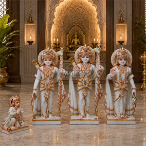 Marble Ram Darbar Statue 12 Inch | Ram Sita Lakshman Hanuman Idol | White Marble Ram Darbar | MALIYAS Jaipur - Product Image 6
