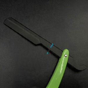 Rasoir de barbier droit à manche en plastique, rasoir de rasage durable, couteau pliant à lame fixe avec logo personnalisé - Product Image 2