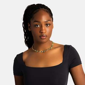 Brilliant Cut Sterling Silver Hip Hop <b>Statement</b> <b>Necklace</b> 22k Gold Plated Emerald Chain Geometric Luxury Party - Product Image 2