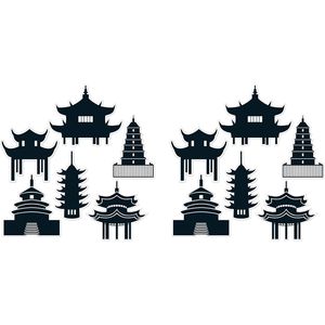 Set di 12 Decorazioni a Tema Asiatico con Pagoda Traforata, Eleganti e Raffinate per il Tuo Evento - Product Image 1