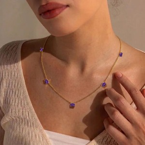 Collar con Colgante de Amatista Natural y Perla de Agua Dulce, Cadena de Eslabones Plateada, Estilo Minimalista y Delicado para Mujer - Product Image 6