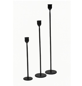 Juego de 3 Portavelas de Metal Negro, Soportes Decorativos Altos para Velas de Pilar, Decoración Elegante para el Hogar, Sala de Estar, Mesa de Comedor y Regalos - Product Image 1