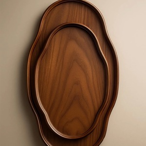 Oval Wooden Serving <b>Tray</b> Set Solid Wood Acacia <b>Tray</b> for Coffee Tea <b>Breakfast</b> Snack Decorative Rustic Farmhouse Display <b>Tray</b> - Product Image 6